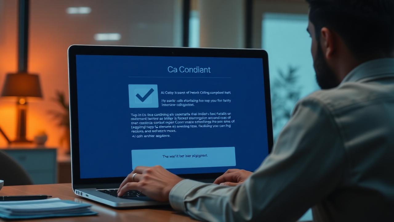 Candidate reading AI interview consent notice on a laptop screen